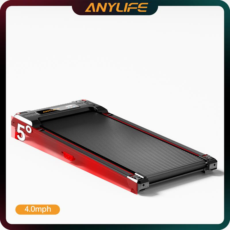 【Blackfriday】Anylife Treadmills Home with Foldable Handle Bar with Safety Clip, Flat/Incline under Desk Treadmill, Brushless Motor, Walking Pad, Exercise Equipment with Remote Control, 330 Lbs Capacity, with LED Display, D2