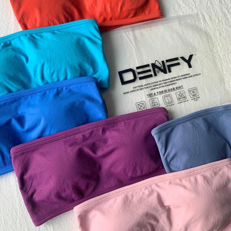 DENFY Impact Backless Bandeau Fitness Gymwear Women’S Padded Bandeau Sports Tube Top Sportswear Bra Strapless Wireless Solid Seamless Yoga Workout Bralette