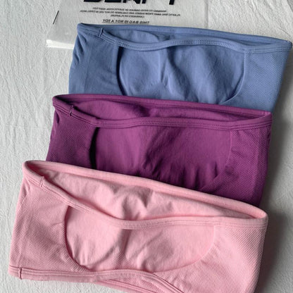 DENFY Impact Backless Bandeau Fitness Gymwear Women’S Padded Bandeau Sports Tube Top Sportswear Bra Strapless Wireless Solid Seamless Yoga Workout Bralette