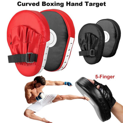 Adjustable Strap Curved Boxing Hand Target Training Curved Baffle EVA PU Leather 5-Finger Hand Target
