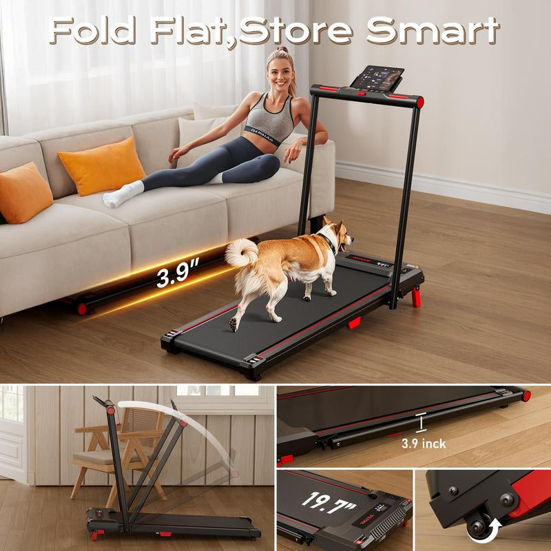 【Blackfriday】Anylife Treadmills Home with Foldable Handle Bar with Safety Clip, Flat/Incline under Desk Treadmill, Brushless Motor, Walking Pad, Exercise Equipment with Remote Control, 330 Lbs Capacity, with LED Display, D2