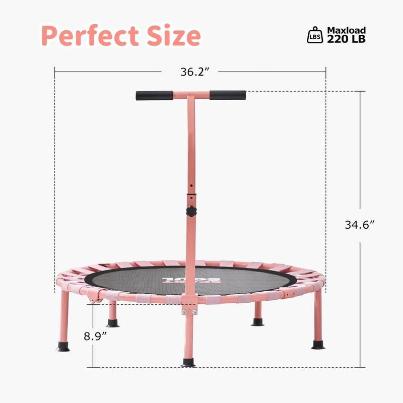SPORTSOUL Mini round Trampoline for Kids 36" Indoor Toddler Trampoline with Non-Slip Foam Handle Enclosed Design Stable Safe Bounce Small Trampoline Gift for Boys Girls