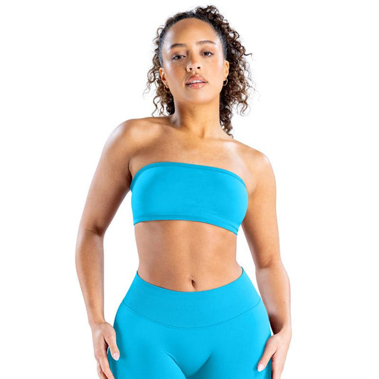 DENFY Impact Backless Bandeau Fitness Gymwear Women’S Padded Bandeau Sports Tube Top Sportswear Bra Strapless Wireless Solid Seamless Yoga Workout Bralette