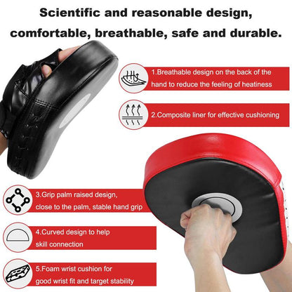 Adjustable Strap Curved Boxing Hand Target Training Curved Baffle EVA PU Leather 5-Finger Hand Target