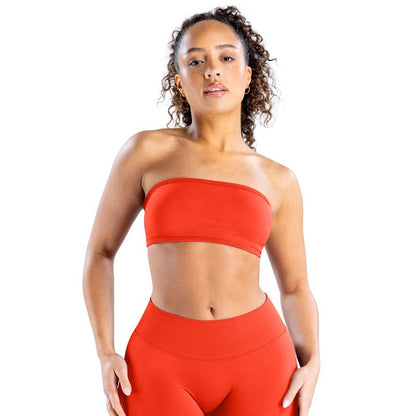 DENFY Impact Backless Bandeau Fitness Gymwear Women’S Padded Bandeau Sports Tube Top Sportswear Bra Strapless Wireless Solid Seamless Yoga Workout Bralette