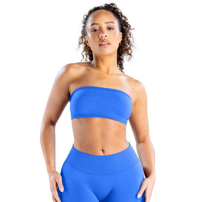 DENFY Impact Backless Bandeau Fitness Gymwear Women’S Padded Bandeau Sports Tube Top Sportswear Bra Strapless Wireless Solid Seamless Yoga Workout Bralette