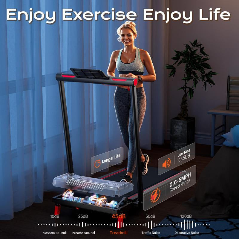 【Blackfriday】Anylife Treadmills Home with Foldable Handle Bar with Safety Clip, Flat/Incline under Desk Treadmill, Brushless Motor, Walking Pad, Exercise Equipment with Remote Control, 330 Lbs Capacity, with LED Display, D2