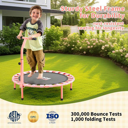 SPORTSOUL Mini round Trampoline for Kids 36" Indoor Toddler Trampoline with Non-Slip Foam Handle Enclosed Design Stable Safe Bounce Small Trampoline Gift for Boys Girls
