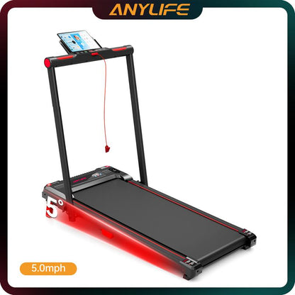 【Blackfriday】Anylife Treadmills Home with Foldable Handle Bar with Safety Clip, Flat/Incline under Desk Treadmill, Brushless Motor, Walking Pad, Exercise Equipment with Remote Control, 330 Lbs Capacity, with LED Display, D2